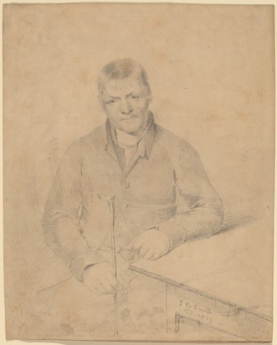 Homem sentado em uma mesa de John Rubens Smith