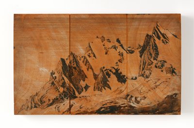 Aiguille Du Midi, França (caneta e tinta e aguarela sobre madeira) de John Ruskin