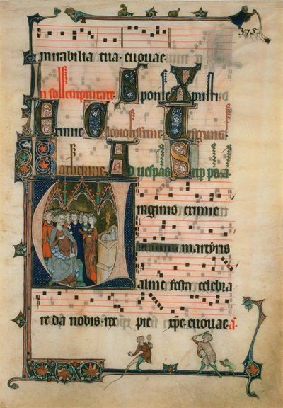 Cópia de uma página do Beaupre Antiphonal, século XIX (wc no papel) de John Ruskin