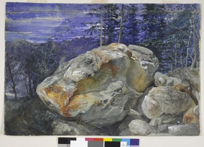 Fragmento dos Alpes, c.1854-56 (wc e guache sobre lápis sobre papel) de John Ruskin