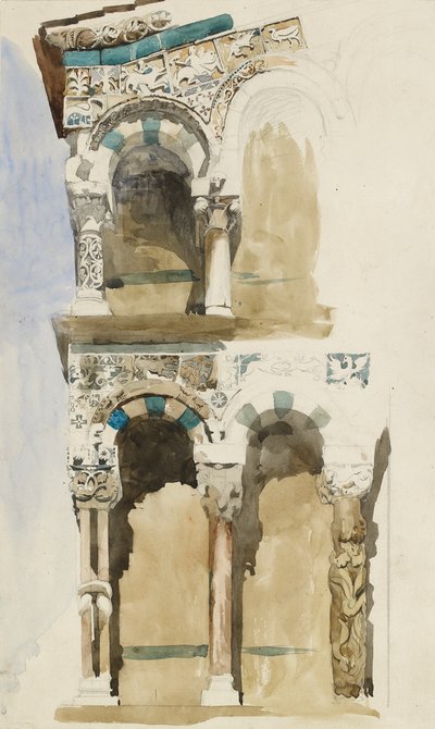 Parte da Fachada da Igreja de San Michele destruída em Foro, Lucca, 1846 de John Ruskin