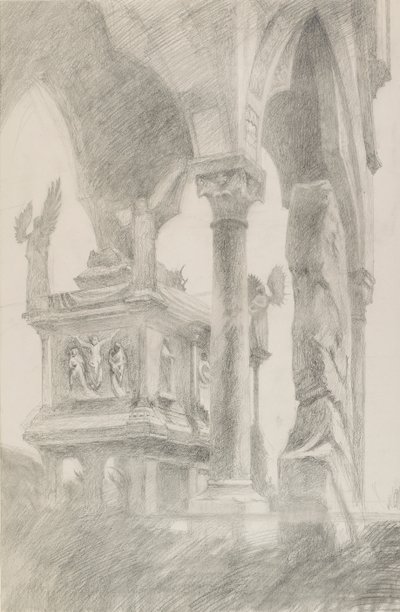 Estudo do túmulo de Mastino II della Scala em Verona, c1869. de John Ruskin