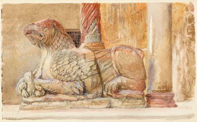 O Grifo com o eixo norte da entrada oeste do Duomo, Verona, 18 a 28 de junho de 1869. de John Ruskin