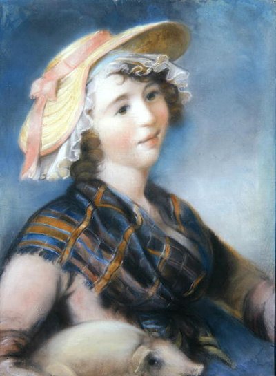 Menina com Porco (pastel) de John Russell