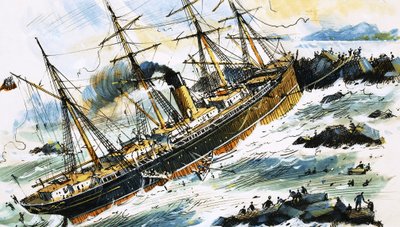 Navio a vapor não identificado embate em rochedos de John S. Smith
