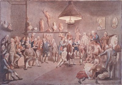 The Academicians of The Royal Academy in London, cópia após um quadro de Johann Zoffany (1733-1810) de John Sanders