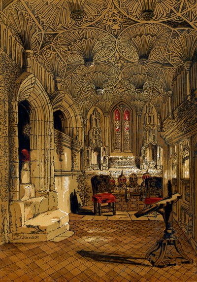 Capela Chantry, ao lado da Capela Beauchamp, Warwick, 1845. de John Scandrett Harford