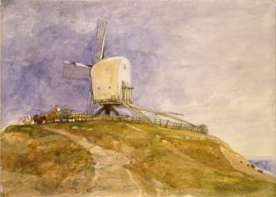 Um moinho de vento numa colina em Eye, Suffolk, no início do século XIX de John Sell Cotman