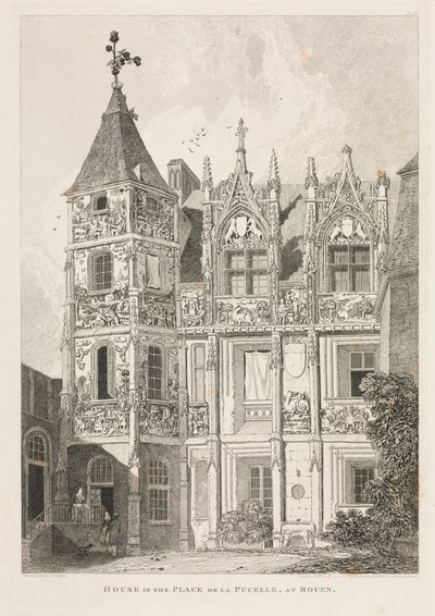 Antiguidades arquitetônicas da Normandia, vol. II, p. 64: Casa na Place de la Pucelle, em Rouen, de John Sell Cotman