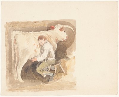 Rapariga a ordenhar uma vaca de John Sell Cotman