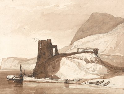 Cena costeira com um castelo de John Sell Cotman