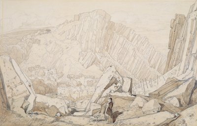 Domfront I, da série &39;Normandia&39; (lápis e lavagem sobre papel) de John Sell Cotman