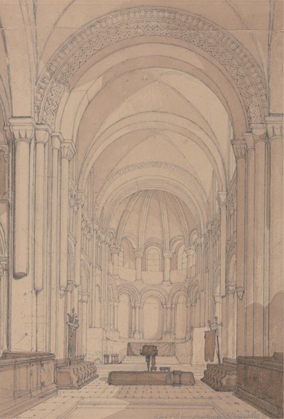 East End of the Abbey Church of Saint Georges de Bocherville, perto de Rouen, Normandia de John Sell Cotman