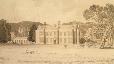Felbrigg Hall, Norfolk, 1818 (lápis e cinza no papel) de John Sell Cotman