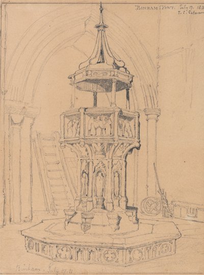 Fonte em Binham Church, Norfolk de John Sell Cotman