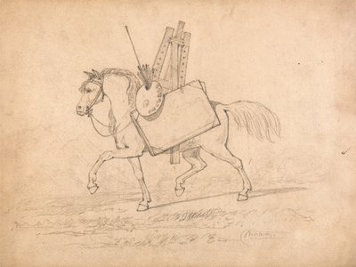 Cavalo carregado com apetrechos de artista de John Sell Cotman