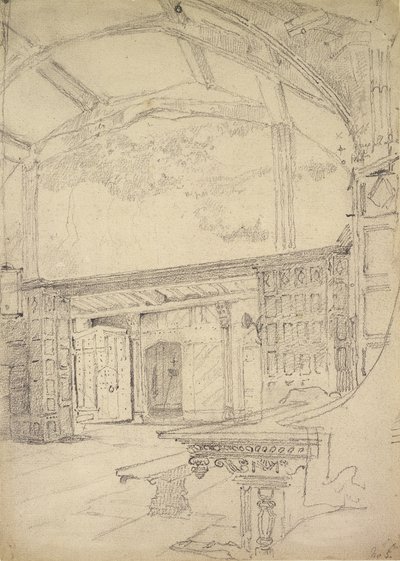 Interior, de, a, grande corredor, pequeno, moreton, corredor, cheshire de John Sell Cotman