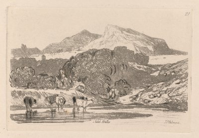 Liber Studiorum: Placa 21, Vista em North Wales, 1838. de John Sell Cotman