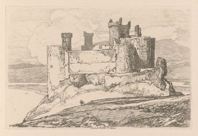 Sala de Estudos Liber: Placa 25, Harlech Castle, N. Wales, 1838. de John Sell Cotman
