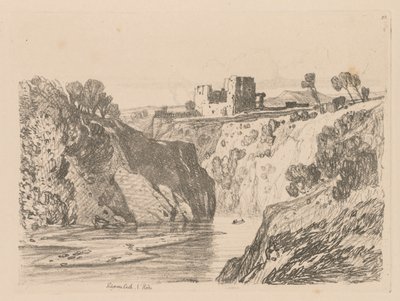 Liber Studiorum: Placa 27, Castelo de Kilgarren, N. Wales, 1838. de John Sell Cotman