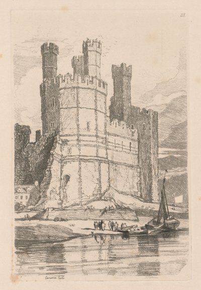 Livro de Estudos: Placa 28, Castelo de Caernarvon, N. Wales de John Sell Cotman