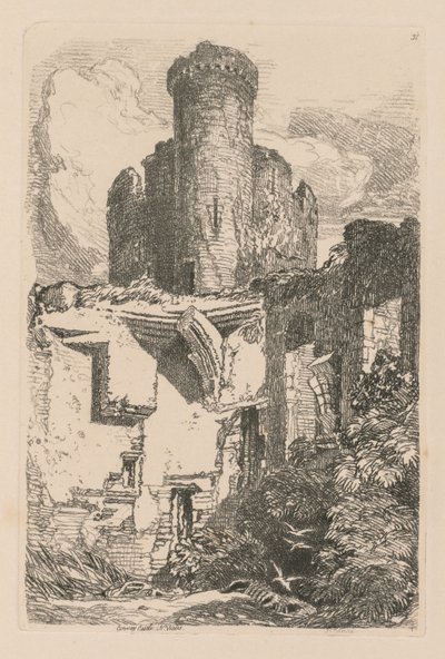 Estudos estão livres da placa 31, Conway Castle, N. Wales de 1838. de John Sell Cotman