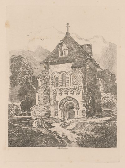 Livro de Estudos: Placa 36, ​​Igreja perto de Durham de John Sell Cotman