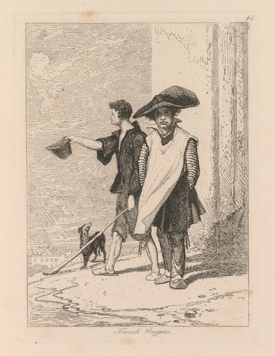 Liber Studiorum: Placa 45, Mendigos Franceses de John Sell Cotman