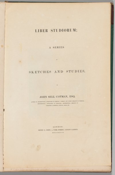 Estudos do livro: título da página, 1838. de John Sell Cotman