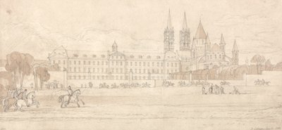 Escola Militar e Igreja da Abadia de Santo Estêvão em Caen de John Sell Cotman