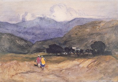 Paisagem de montanha com figuras (aguarela e guache sobre papel) de John Sell Cotman