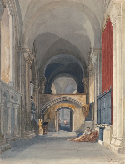 Catedral de Norwich: Interior do corredor norte do coro, olhando para leste de John Sell Cotman