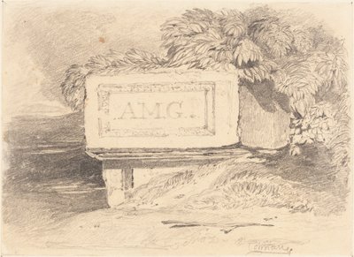 Tumba arruinada com a inscrição "A.M.G." de John Sell Cotman