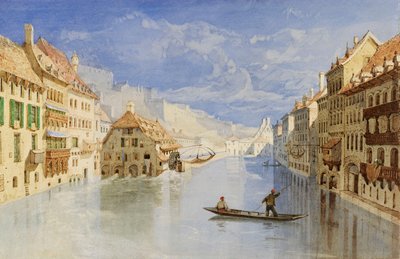 A cidadela acima de Namur, Bélgica, vista do rio Sambre de John Sell Cotman