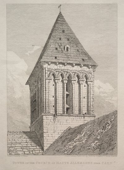 Torre da Igreja de Haute Allemagne perto de Caen de John Sell Cotman
