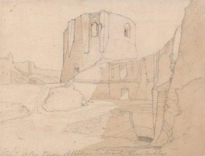 Vista do Donjon do Chateau Gaillard, perto de Andelys, Normandia de John Sell Cotman