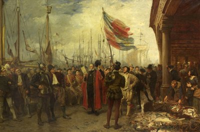 O Chamado às Armas - Plymouth Quay de John Seymour Lucas