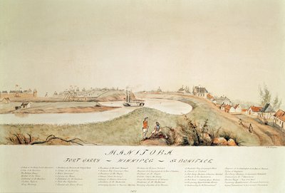 Manitoba, mostrando uma estação comercial de Hudson Bay Company, 1871 de John Simpson