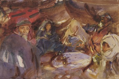 Ciganos Árabes numa Tenda, 1905-06 (wc aumentado com branco sobre papel) de John Singer Sargent