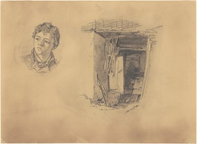 Chefe de um Rapaz, e a Entrada para um Shack, 1871. de John Singer Sargent