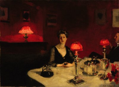 O copo do porto (uma mesa de jantar à noite) de John Singer Sargent