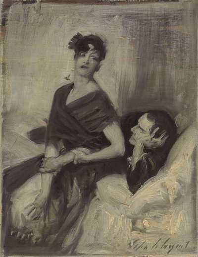 Homem e mulher em uma cama, c.1880-1882 de John Singer Sargent