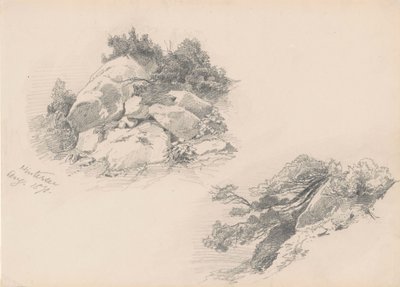 Rochas e Escova, Hintersee, Alemanha, 1871 (grafite em papel wover) de John Singer Sargent