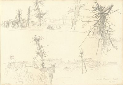 Soldados em uma paisagem devastada [reto], 1918. de John Singer Sargent