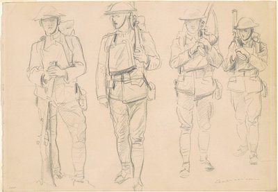Estudos para "Entrando na Guerra" [reto] de John Singer Sargent