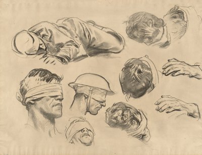 Estudos para Gassed, 1918-1919. de John Singer Sargent