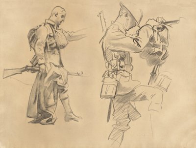 Estudos para Gassed [recto], 1918-1919. de John Singer Sargent