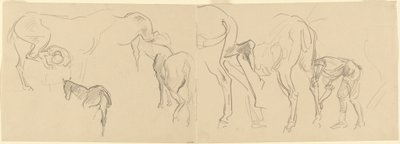 Estudos para "Ferrar os Cavalos do Calvário na Frente" [reto] de John Singer Sargent