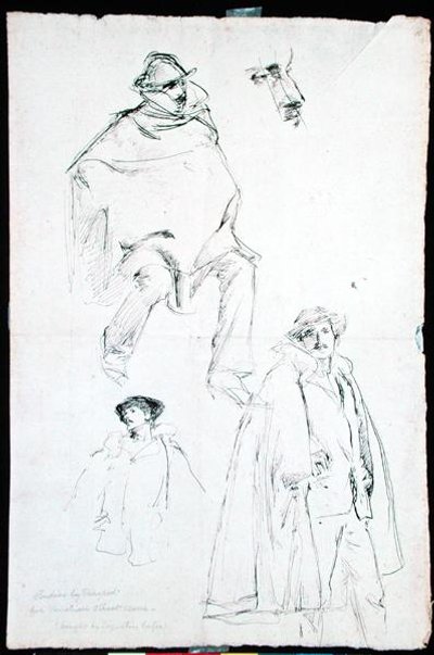 Estudo para uma cena de rua veneziana (tinta sobre papel) de John Singer Sargent
