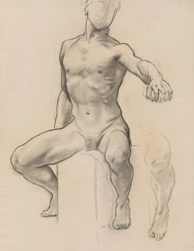 Estudo de Perseus para Perseus sobre Pegasus Slaying Medusa, mural, escada, Museu de Belas Artes, Boston [?] de John Singer Sargent